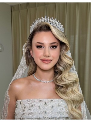 SCARLET ZİRKON TAŞLI GELİN TACIı