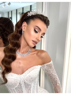 GIO ZİRKON TAŞLI GELİN TACI