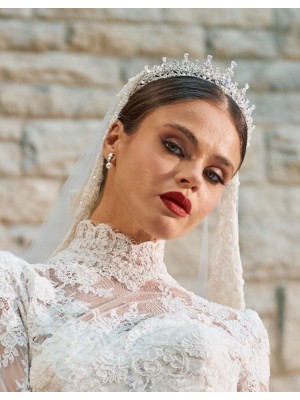 BIANCA  ZİRKON TAŞLI GELİN TACI